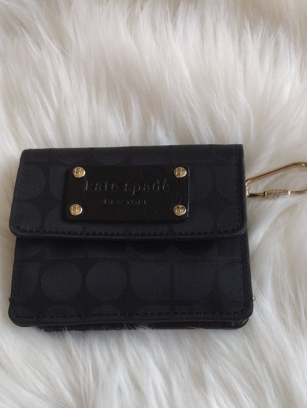 kate spade black wallet card holder with gold hardware